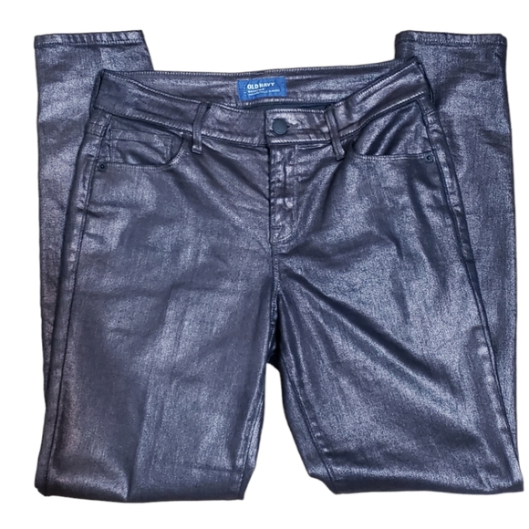 Old Navy Women's Rockstar Mid Rise Skinny Black Brown Copper Metalic Size 6 - Picture 12 of 14